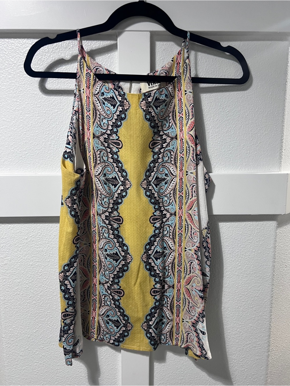 Paisley-Stripe Lightweight Camisole in Mustard Yellow